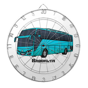 Modern passenger bus cartoon illustration dart board