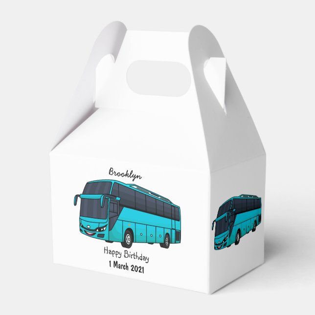 Modern passenger bus cartoon illustration  favor boxes (Front Side)