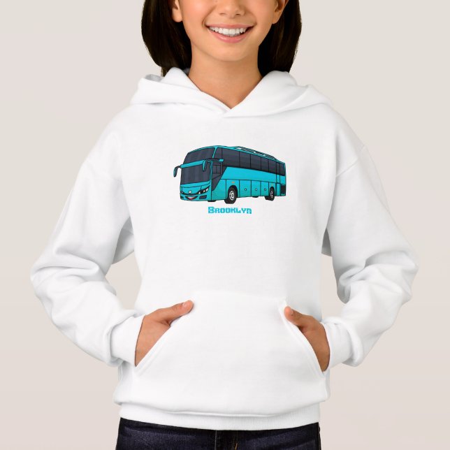 Modern passenger bus cartoon illustration hoodie (Front)