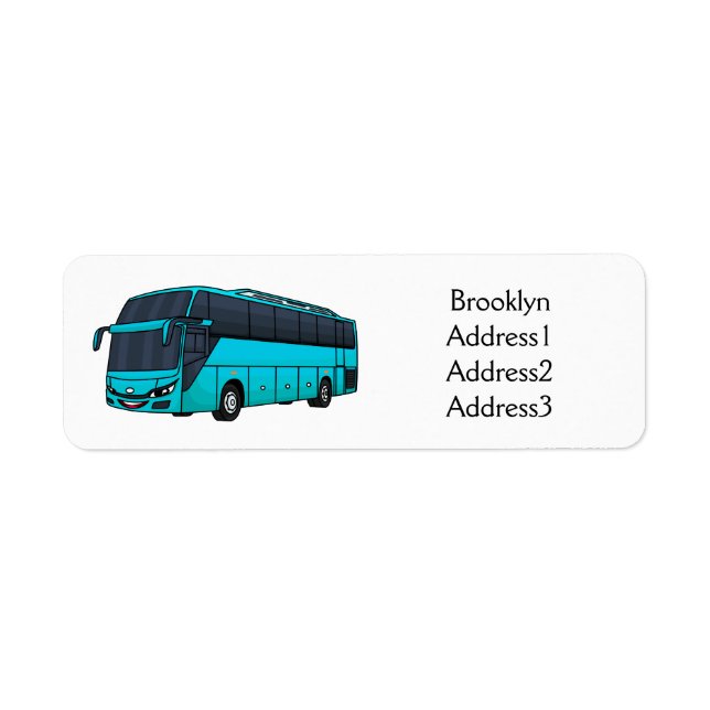 Modern passenger bus cartoon illustration label (Front)
