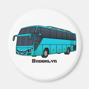 Modern passenger bus cartoon illustration magnet