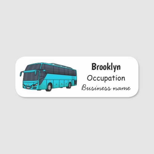 Modern passenger bus cartoon illustration name tag