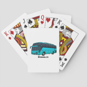 Modern passenger bus cartoon illustration poker cards