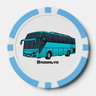Modern passenger bus cartoon illustration poker chips