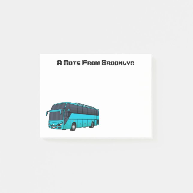 Modern passenger bus cartoon illustration post-it notes (Front)