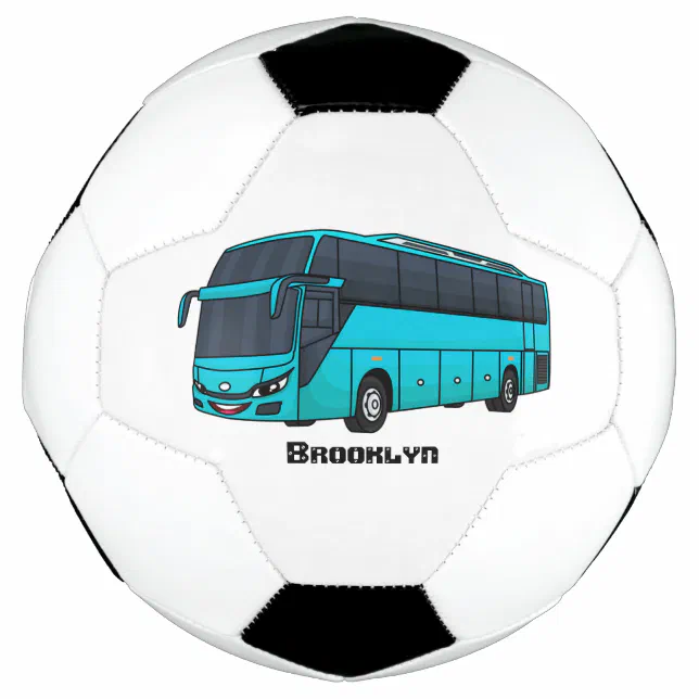 Modern passenger bus cartoon illustration soccer ball | Zazzle