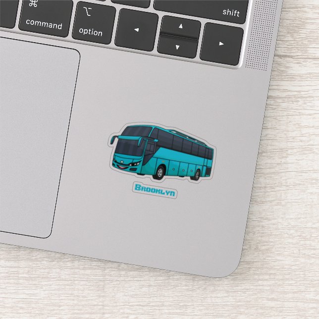 Modern passenger bus cartoon illustration sticker (Detail)