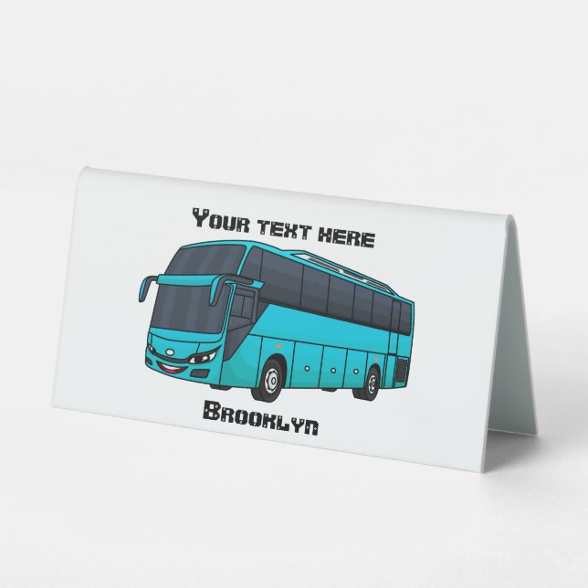 Modern passenger bus cartoon illustration  table tent (Front)