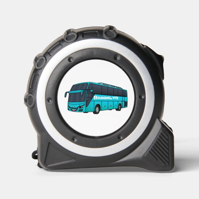 Modern passenger bus cartoon illustration tape measure (Front)