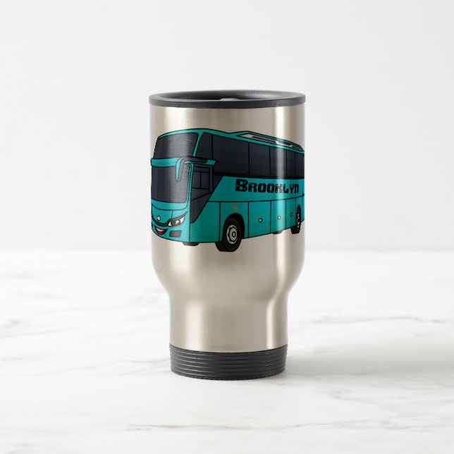 Modern passenger bus cartoon illustration  travel mug (Center)