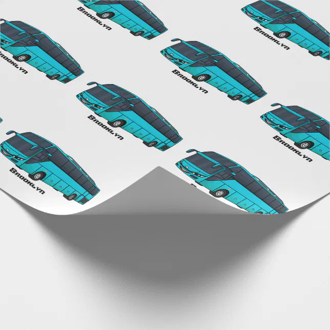 Modern passenger bus cartoon illustration wrapping paper | Zazzle