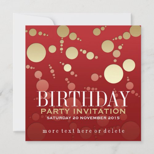 Modern Passion RedGold Birthday Invitations