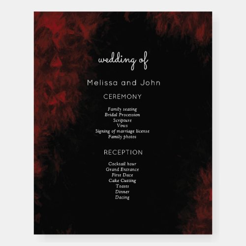 Modern Passionate Red n Black Wedding Design Foam Board