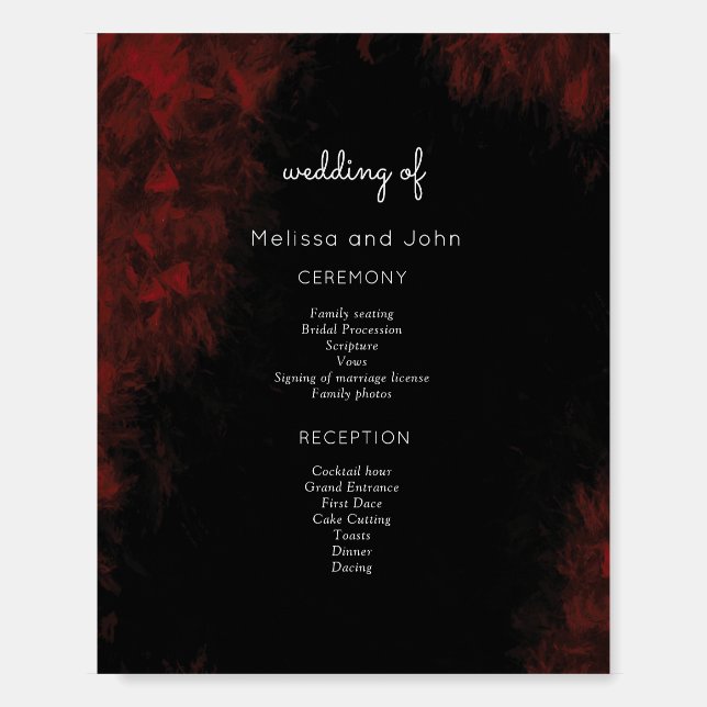 Modern Passionate Red 'n Black Wedding Design Foam Board (Front)
