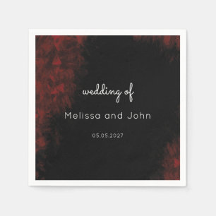 Modern Passionate Red 'n Black Wedding Design Napkins