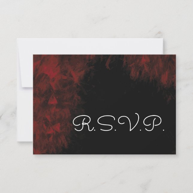 Modern Passionate Red 'n Black Wedding Design RSVP Card (Front)