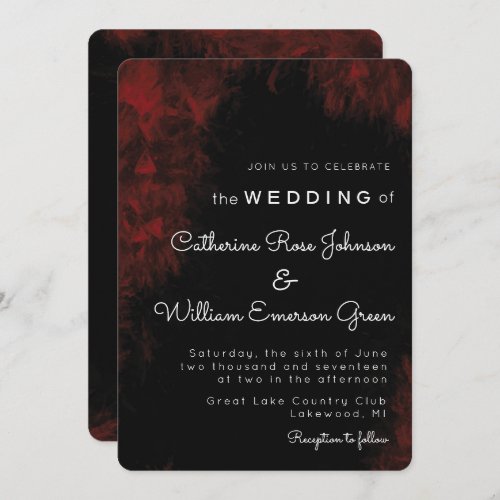 Modern Passionate Red n Black Wedding Invitation