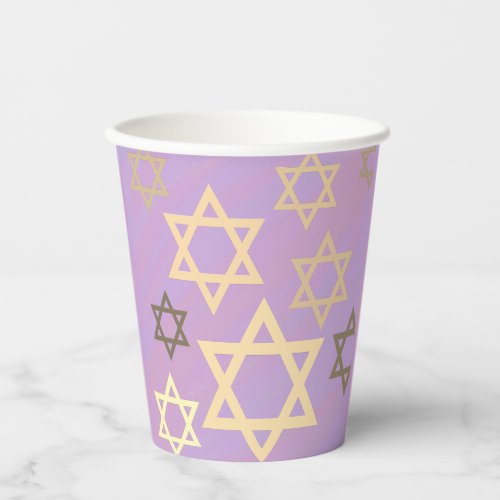 Modern Passover Lavender Stars of David Paper Cups