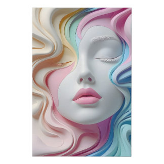 Modern Pastel Abstract 3D Face Art Canvas Print
