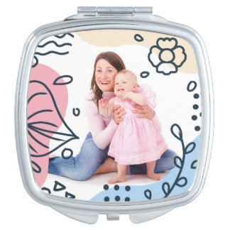 Modern Pastel Abstract Art Custom Photo Compact Mirror
