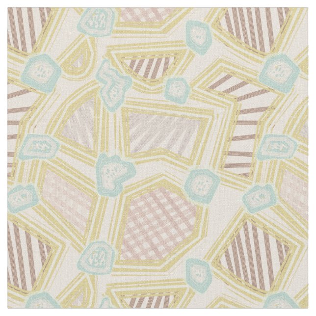 Modern Pastel Abstract Geometric Pattern Fabric (Close Up)