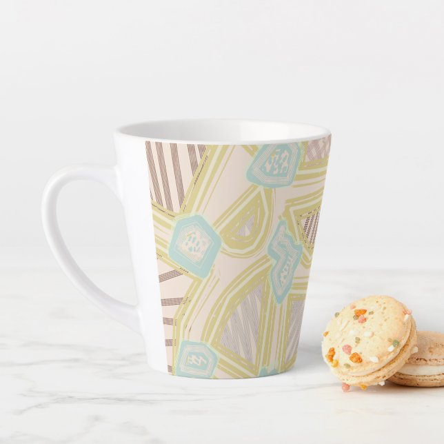 Modern Pastel Abstract Geometric Pattern Latte Mug (In Situ)
