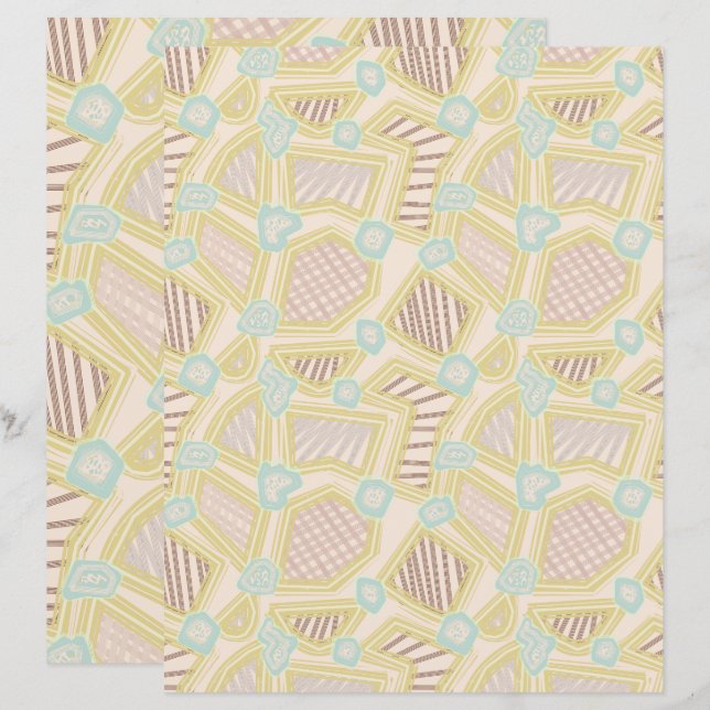 Modern Pastel Abstract Geometric Pattern Scrapbook (Front/Back)