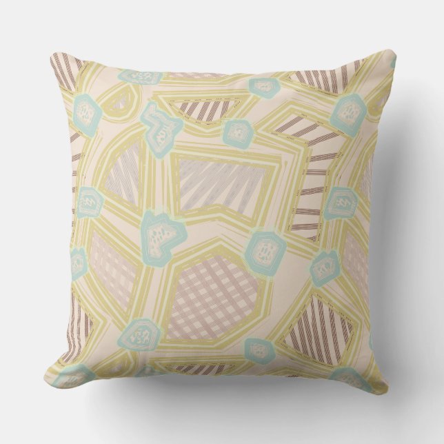 Modern Pastel Abstract Geometric Pattern  Throw Pillow (Front)
