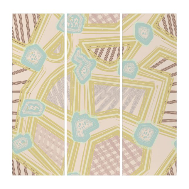 Modern Pastel Abstract Geometric Pattern  Triptych (Front)