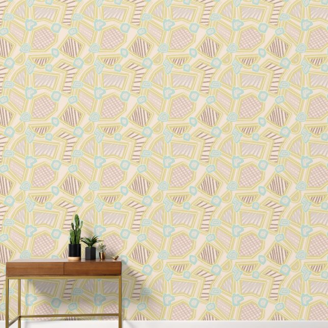 Modern Pastel Abstract Geometric Pattern Wallpaper (Hallway)