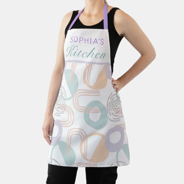 Modern Pastel Abstract Geometric Personalized Apron (Insitu)