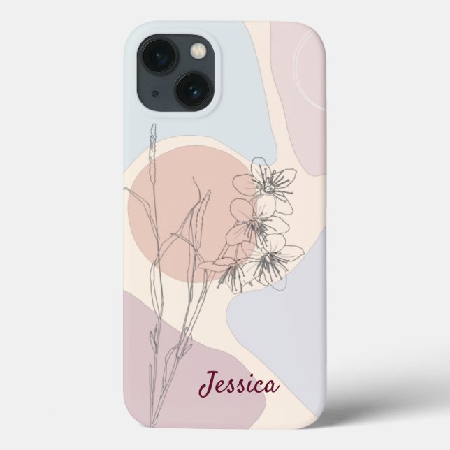 Modern Pastel Abstract Shapes Flower Monogram Case-Mate iPhone Case (Back)