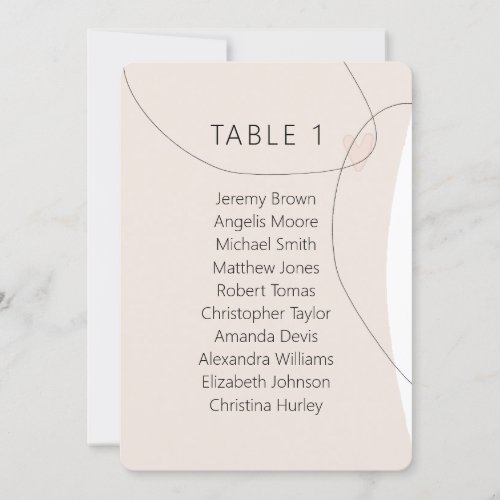 modern pastel abstract with heart seating chart invitation