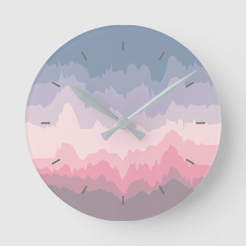Modern Pastel Abstract Wrinkled Wavy Layered  Round Clock
