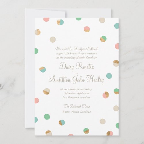 Modern Pastel and Copper Dots Wedding Invitation