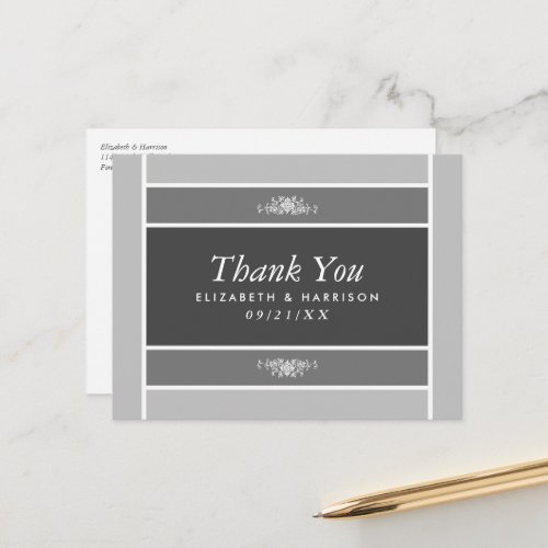 Modern Pastel Block _ Siver Gray _ Thank You Postcard