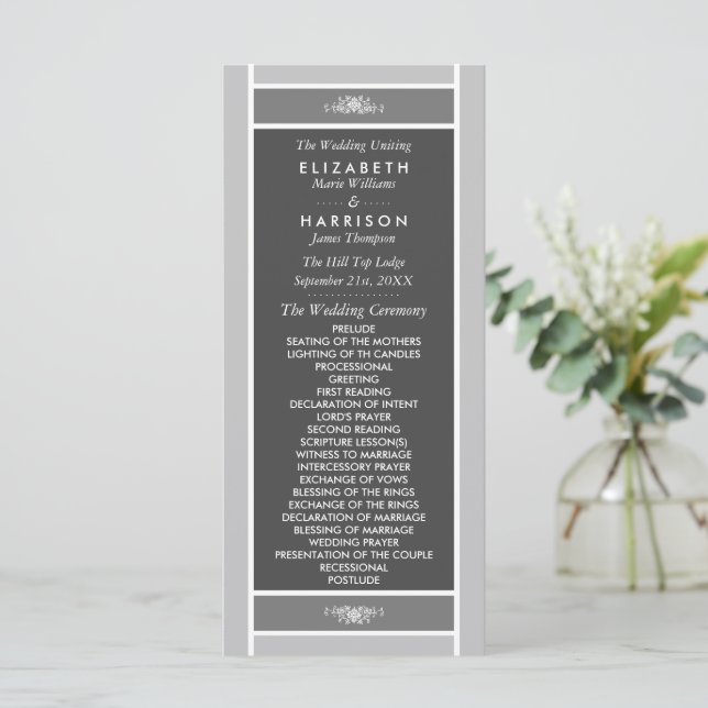 Modern Pastel Block - Siver Gray - Wedding Program (Standing Front)