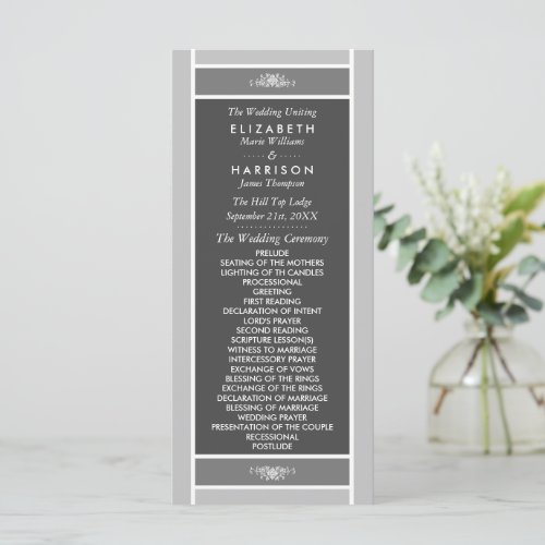 Modern Pastel Block _ Siver Gray _ Wedding Program