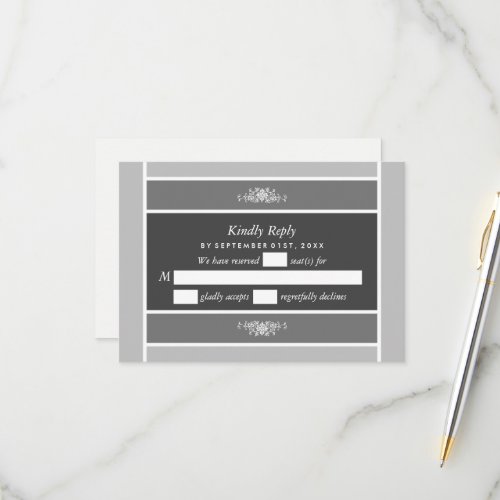 Modern Pastel Block _ Siver Gray _ Wedding RSVP Card