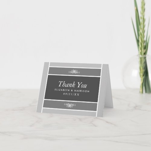 Modern Pastel Block _ Siver Gray _ Wedding Thank You Card