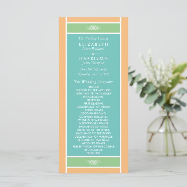 Modern Pastel Block - Tropical Colors - Wedding Program (Standing Front)