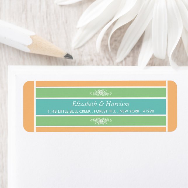 Modern Pastel Block - Tropical Colours - Wedding Label (Insitu)