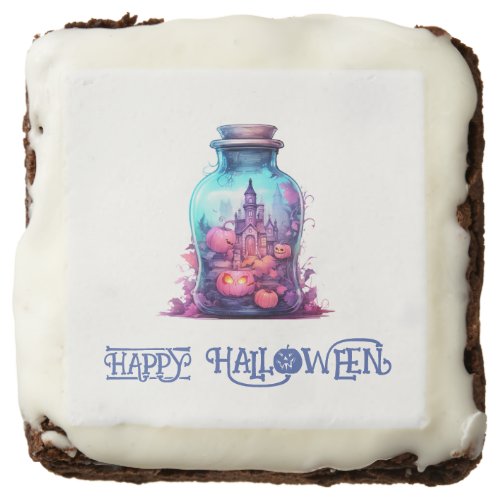 Modern pastel blue and pastel pink Halloween Party Brownie