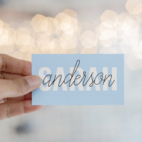 Modern Pastel Blue Beauty Personalized You Name Business Card