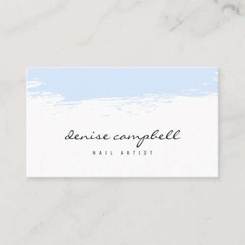 Modern pastel blue brushstroke white minimalist business card