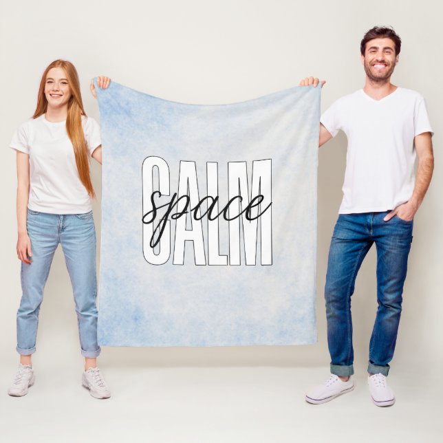 Modern Pastel Blue Calm Space Quote  Fleece Blanket (In Situ)