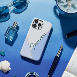 Modern Pastel Blue Monochrome Color Block Custom iPhone 16 Case