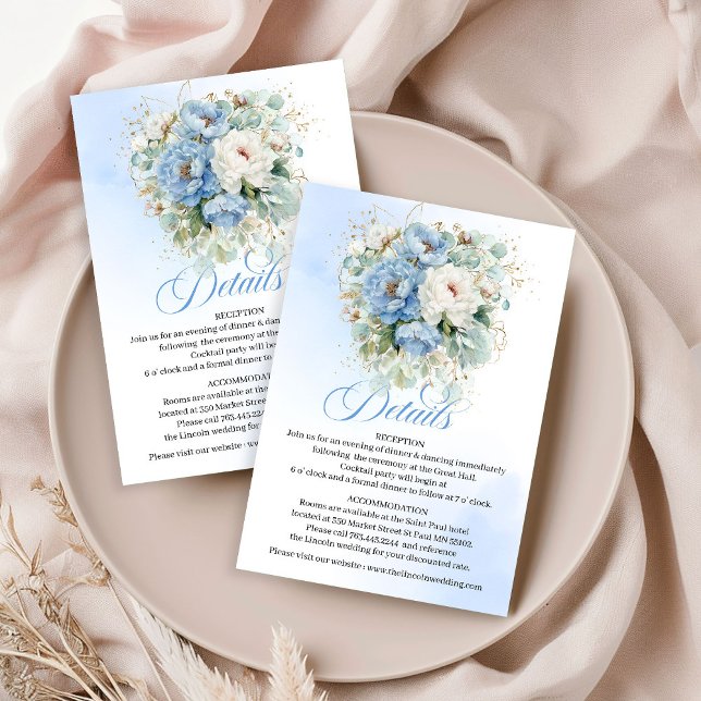 Modern Pastel Blue Peonies Greenery Details Card (Modern Pastel Blue Peonies Greenery Details)