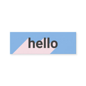 Modern pastel blue pink trendy hello typography mini business card