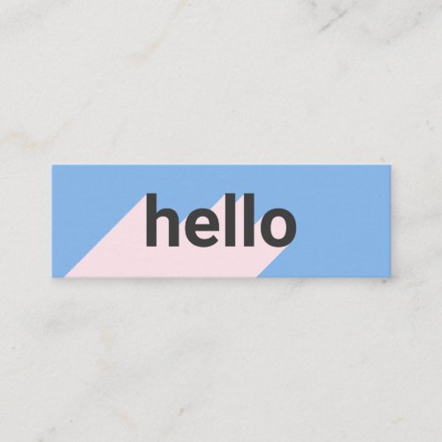 Modern pastel blue pink trendy hello typography mini business card